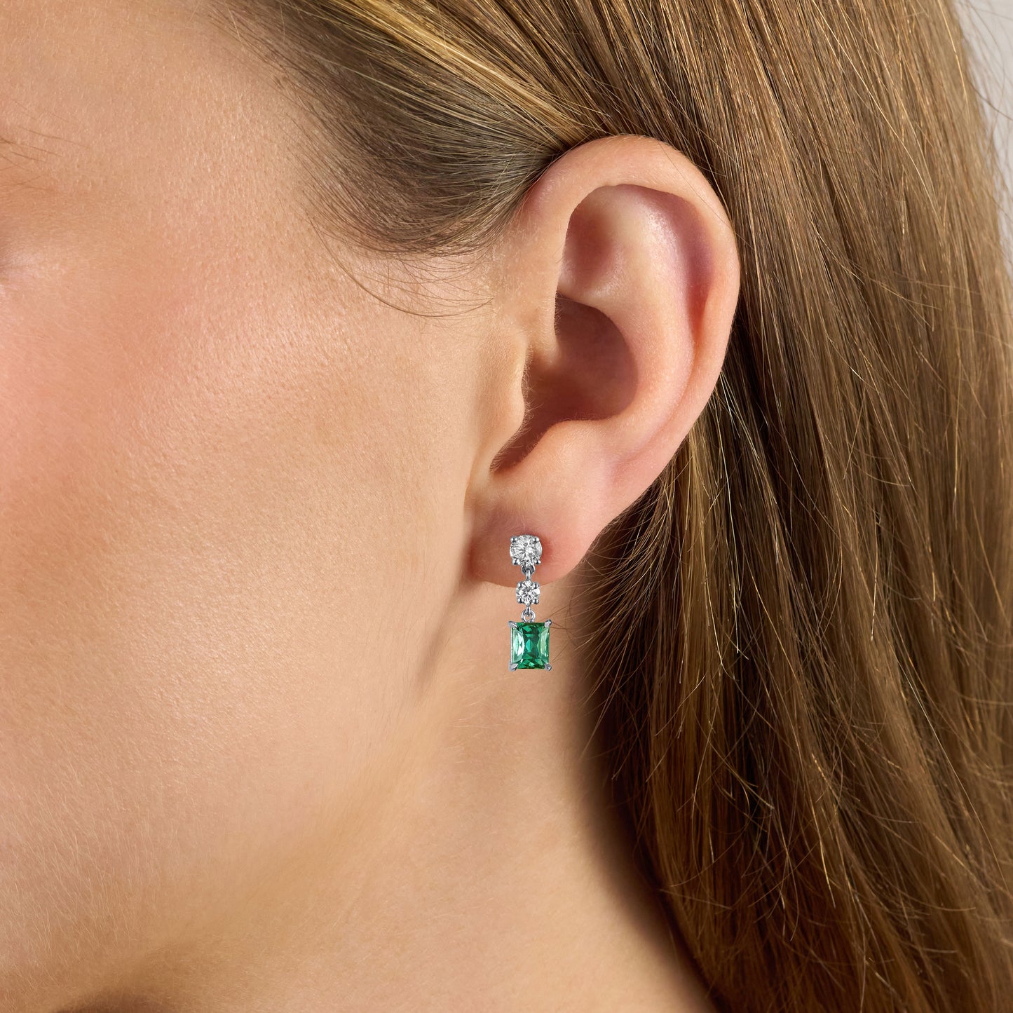 1.82ct Green Tourmaline and Diamond Drop Earrings