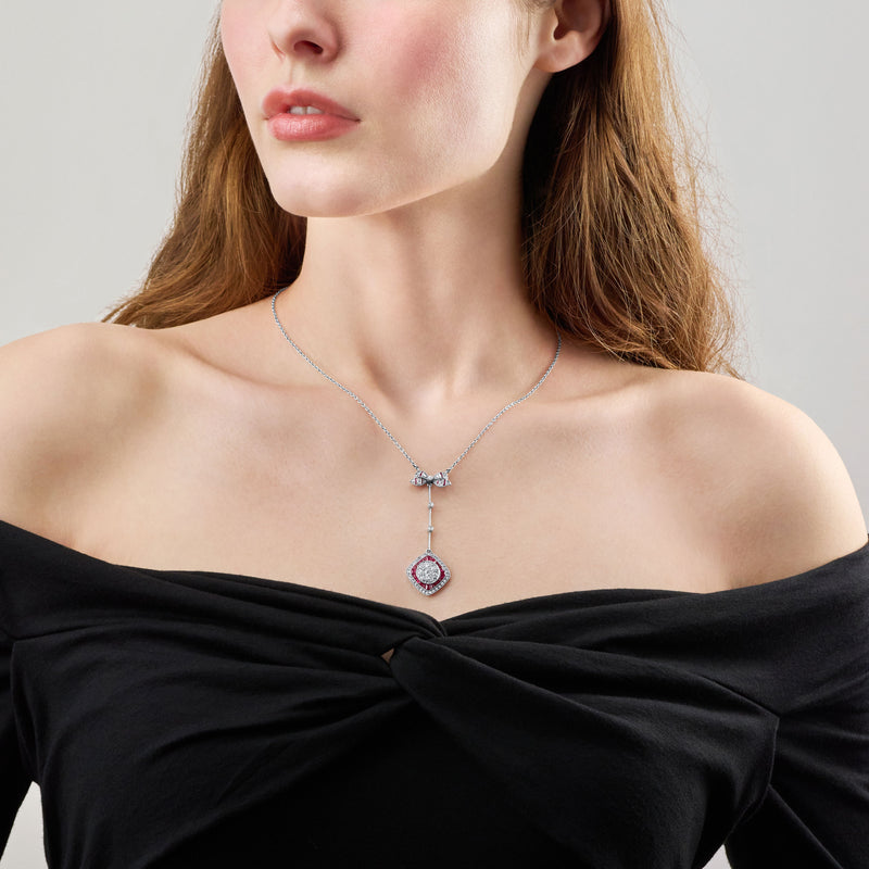 Old Cut Diamond and Ruby Drop Pendant