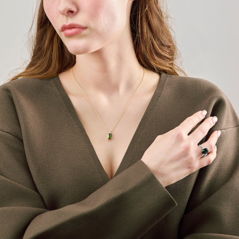 2.02ct Green Sapphire and Diamond Pendant