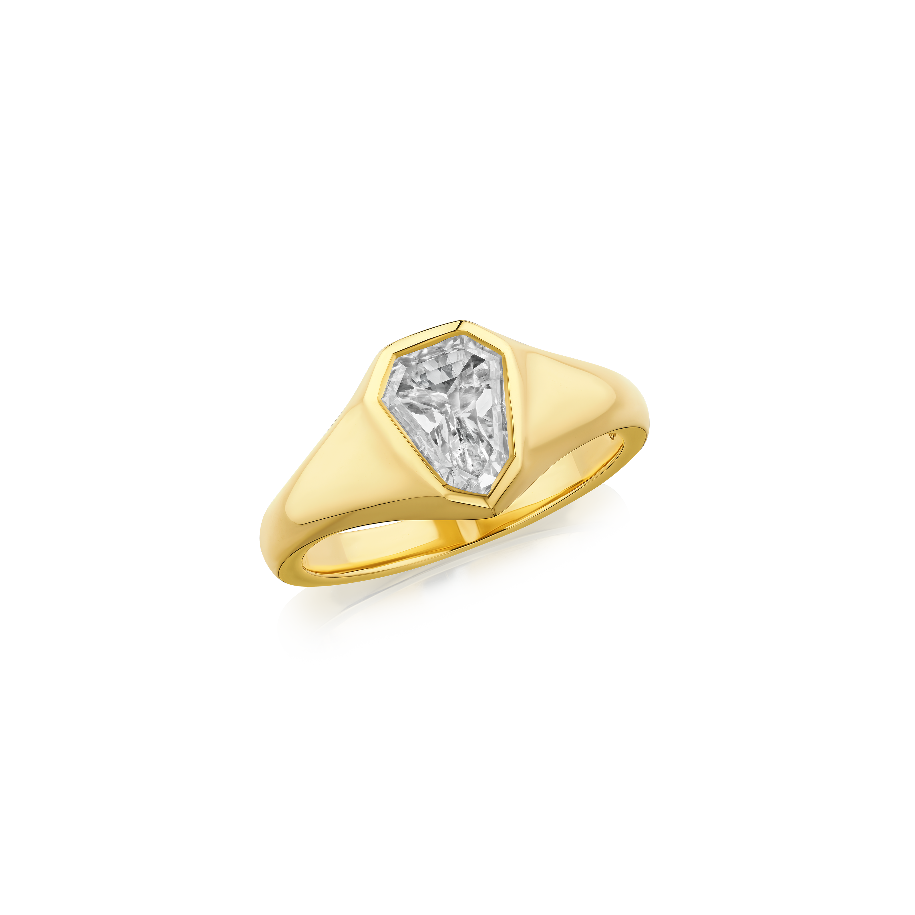 0.84ct Shield Cut Diamond 18ct Yellow Gold Ring