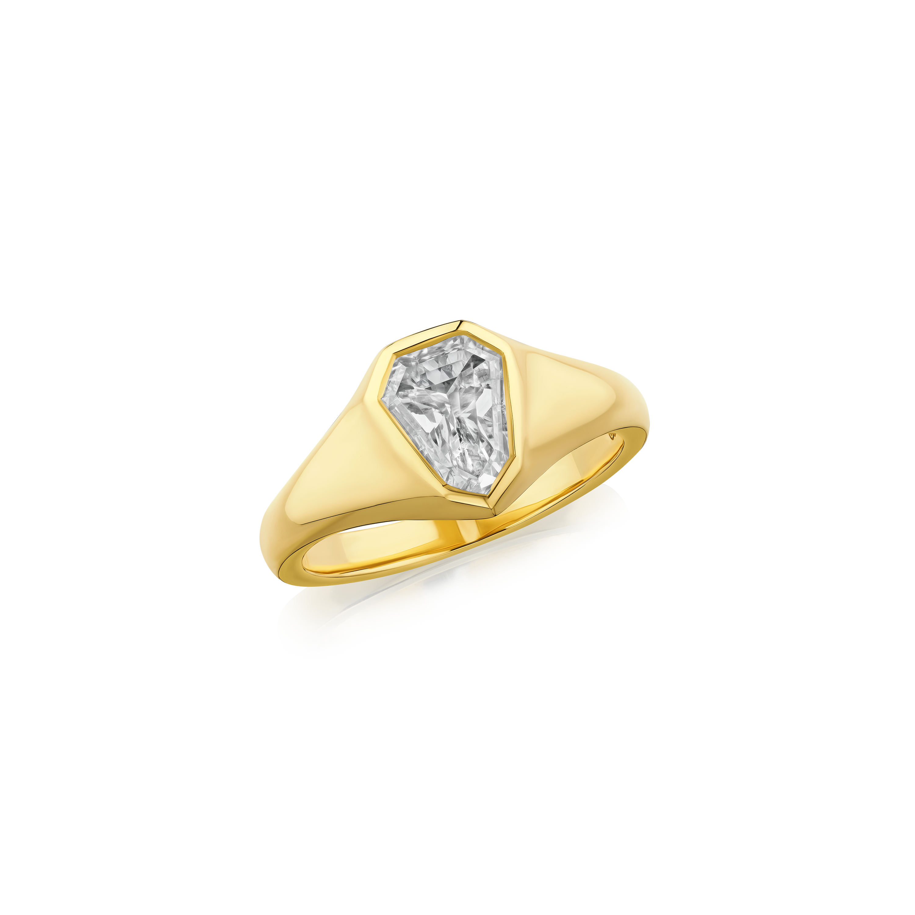 0.84ct Shield Cut Diamond 18ct Yellow Gold Ring