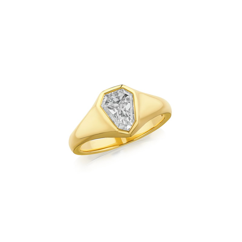 0.84ct Shield Cut Diamond 18ct Yellow Gold Ring