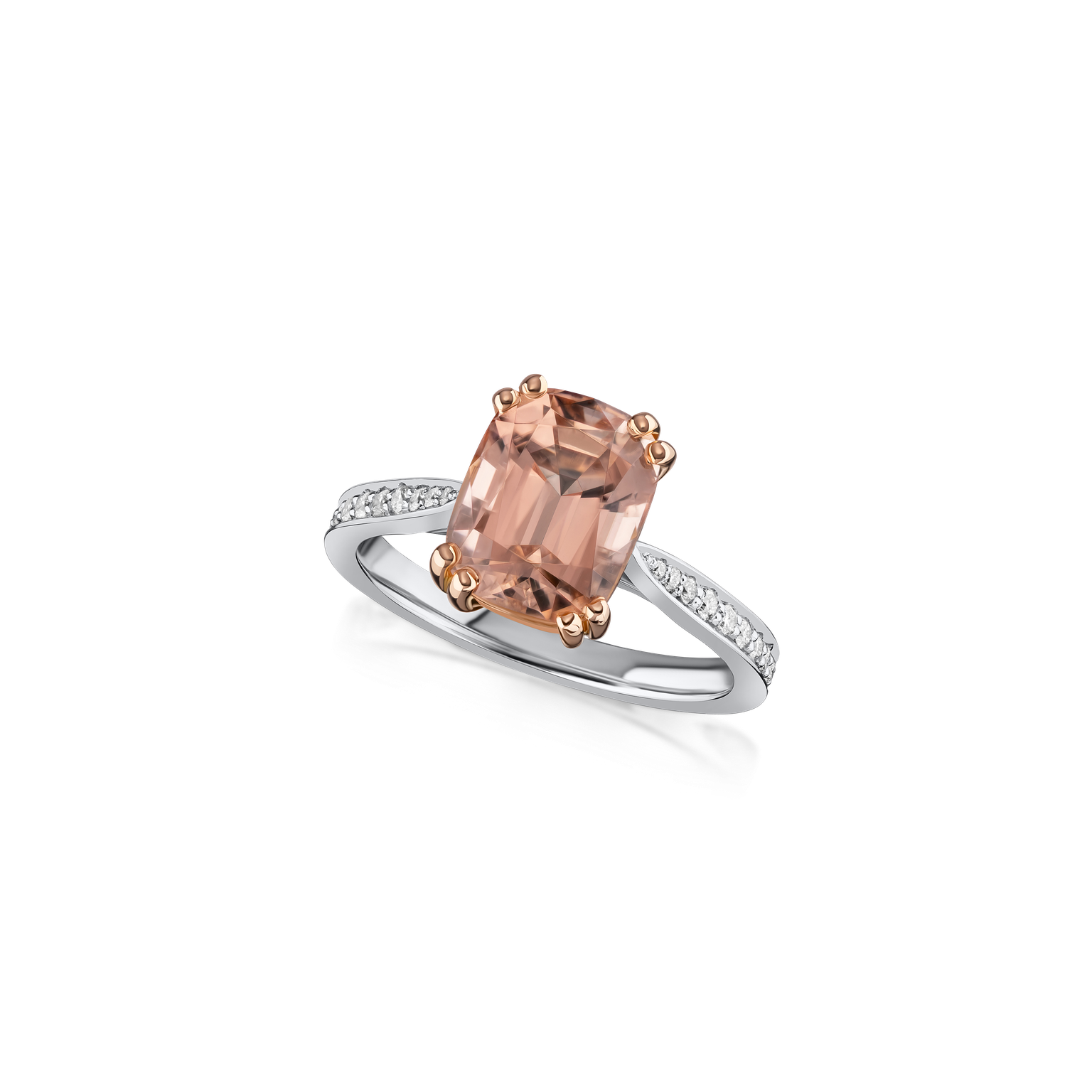 3.37cts Peach Tourmaline Solitaire Ring