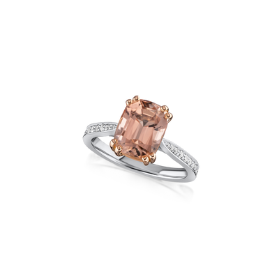 3.37cts Peach Tourmaline Solitaire Ring