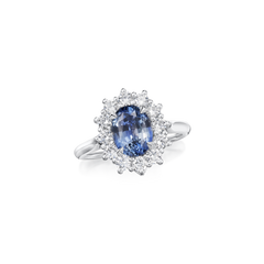 2.29cts Oval-Shape Blue Sapphire and Diamond Cluster Ring