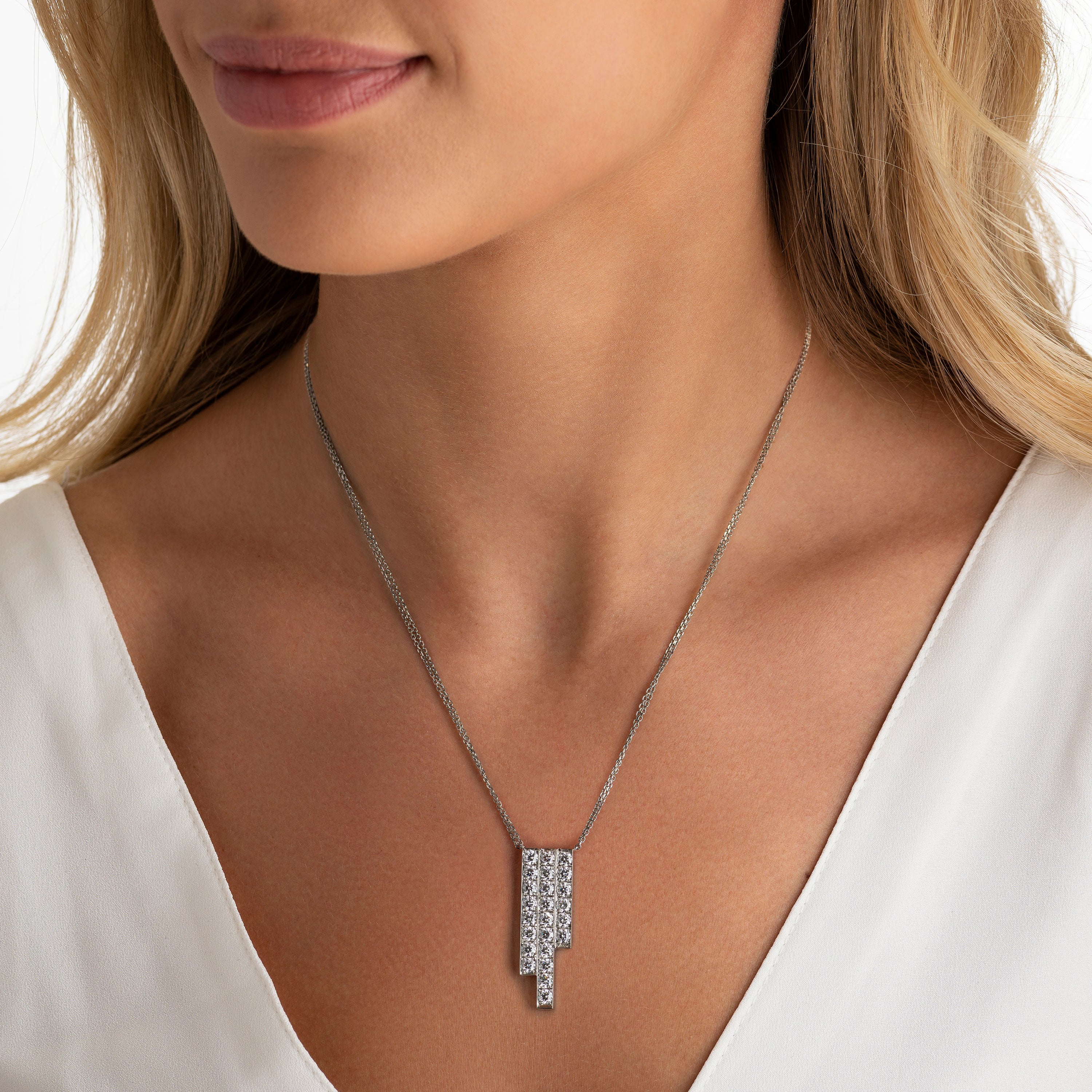 Skyline Collection Three Row Platinum Pendant