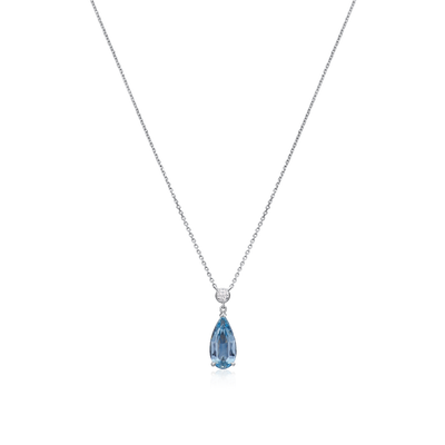 2.21cts Pear-Shape Aquamarine and Diamond Pendant