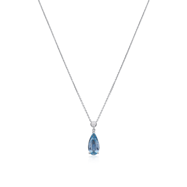 2.21cts Pear-Shape Aquamarine and Diamond Pendant