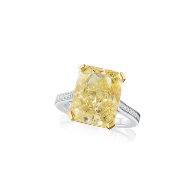 10.03cts Radiant-Cut Yellow Diamond Ring