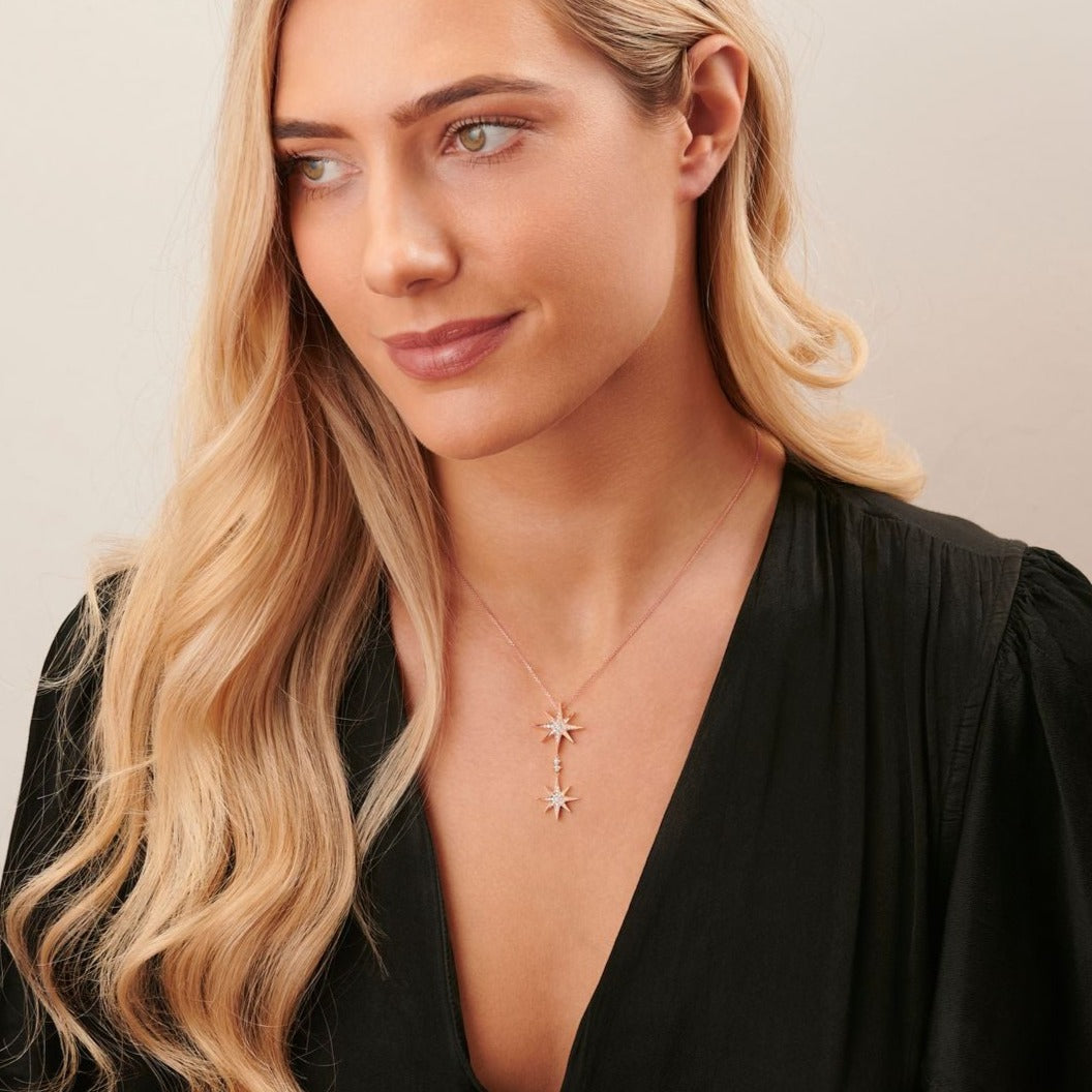 Sienna Collection 18ct Rose Gold Diamond Drop Pendant