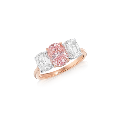 1.74cts Pink and White Diamond Three Stone Ring