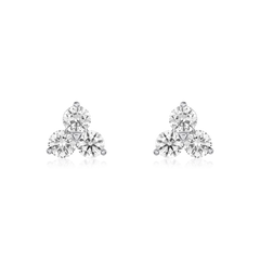 Trefoil 3.12ct Diamond Stud Earrings