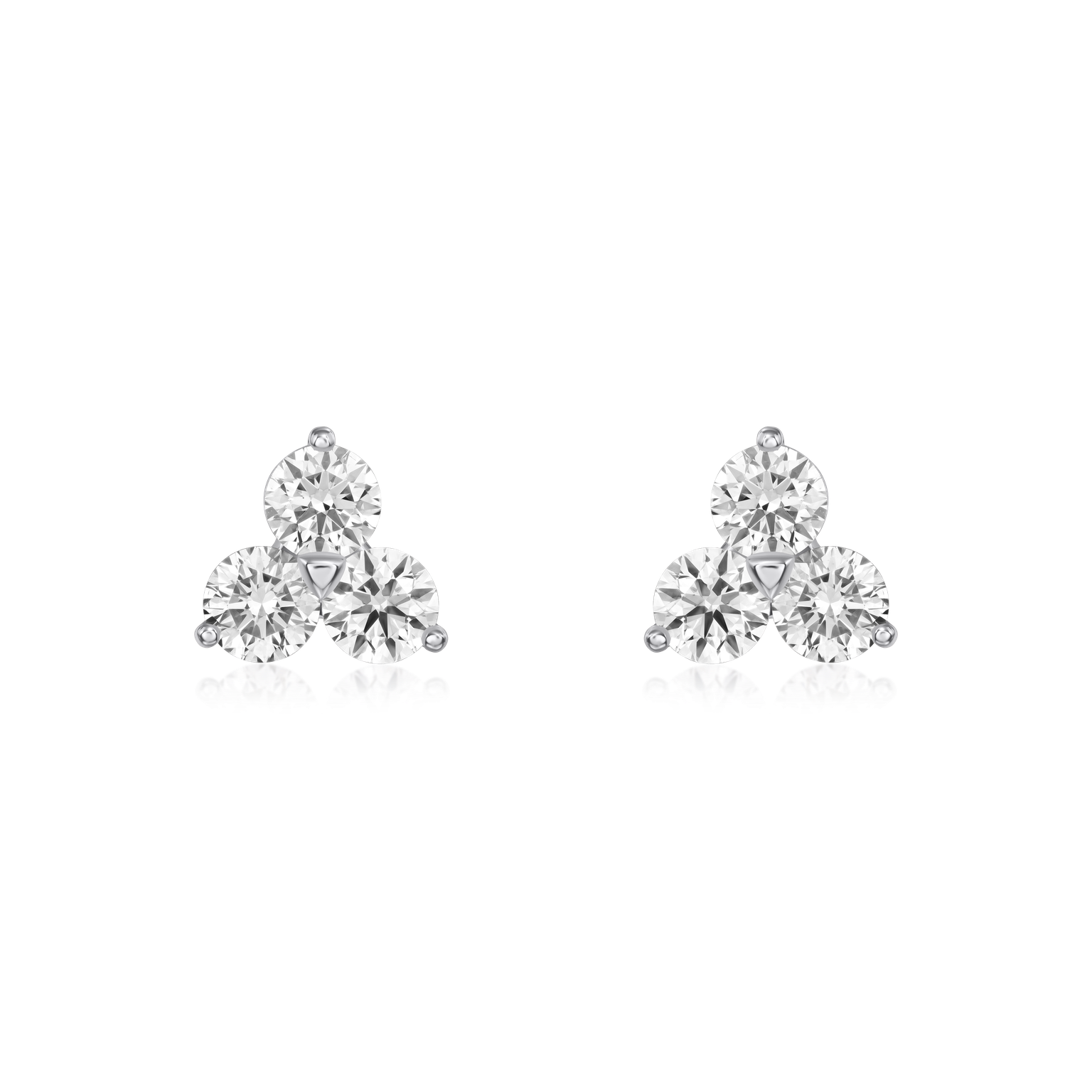 Trefoil 3.12ct Diamond Stud Earrings