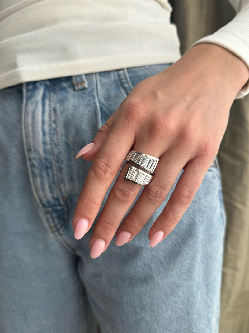 Infinity Platinum Diamond Set Crossover Ring