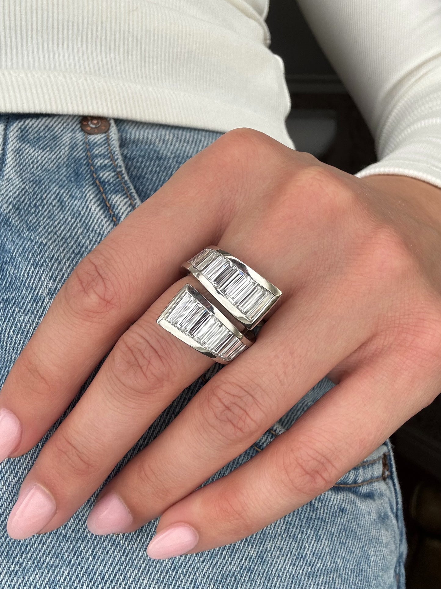 Infinity Platinum Diamond Set Crossover Ring