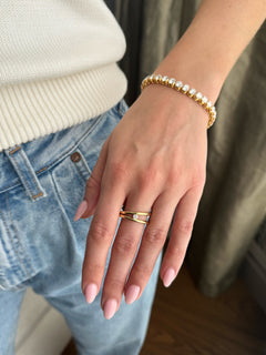 18ct Yellow Gold Double Band Diamond Ring