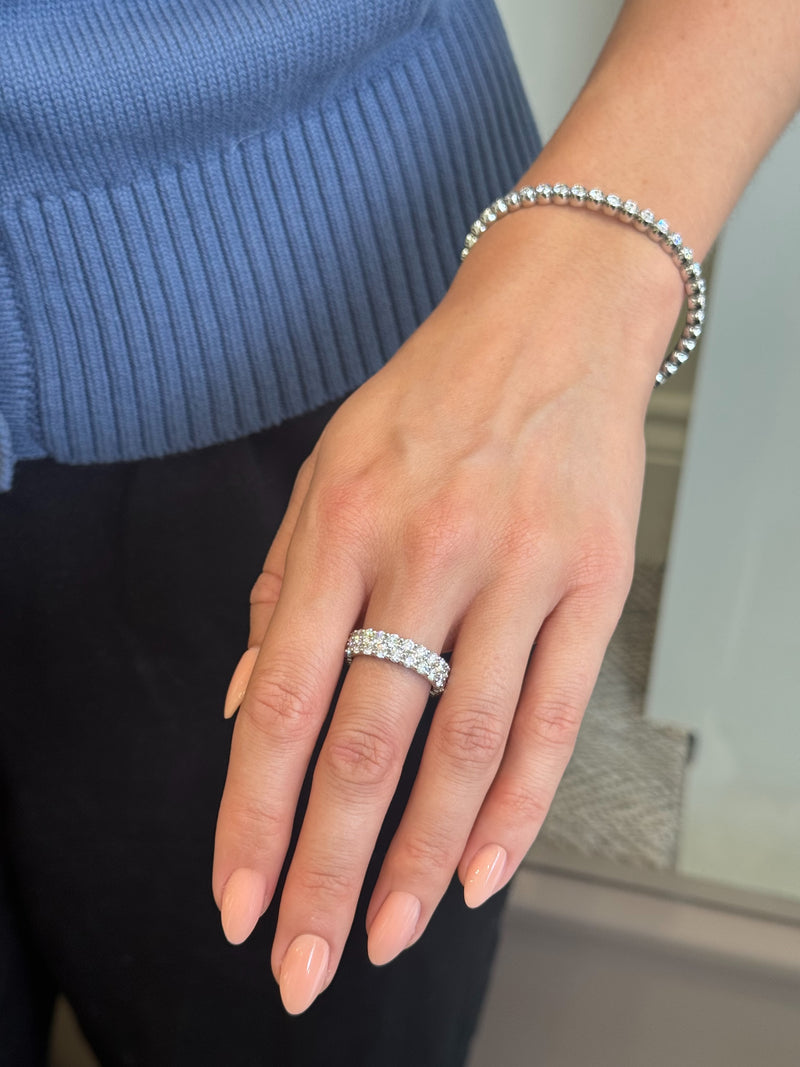4.33ct Two Row Diamond Wave Ring