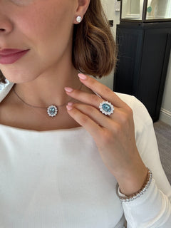 4.72ct Aquamarine and Diamond Ravello Cluster Pendant