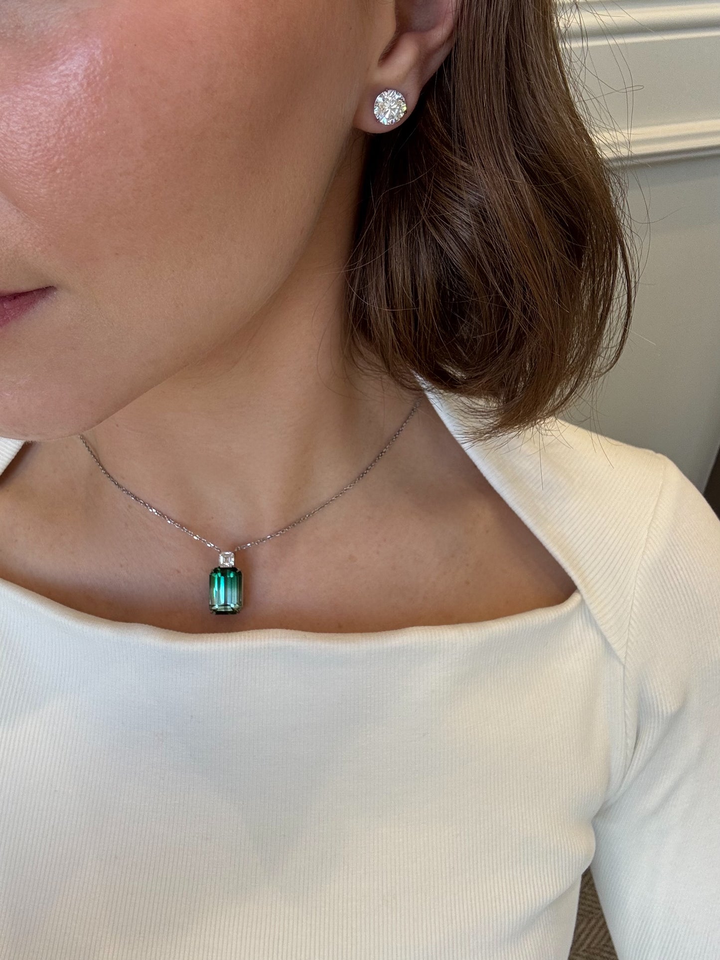 11.91ct Bi-Colour Tourmaline and Diamond Pendant