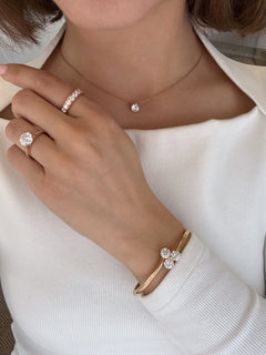 Trefoil 18ct Rose Gold Diamond Bangle