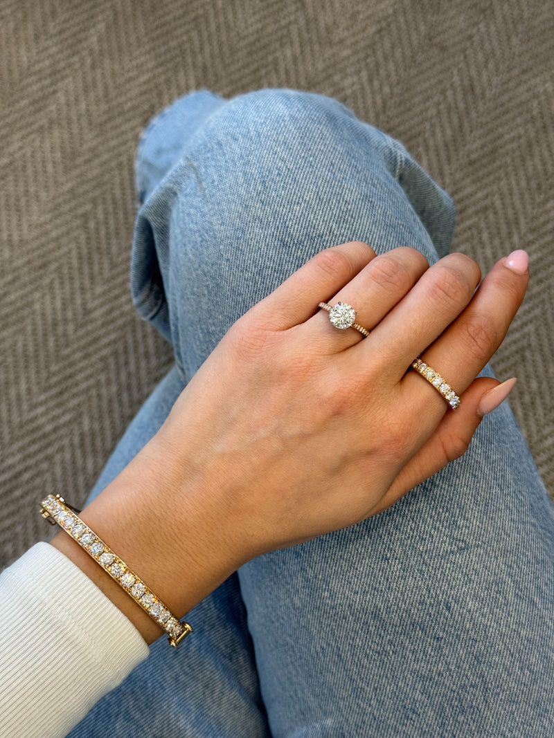 Skyline 18ct Rose Gold Diamond Bangle 6mm