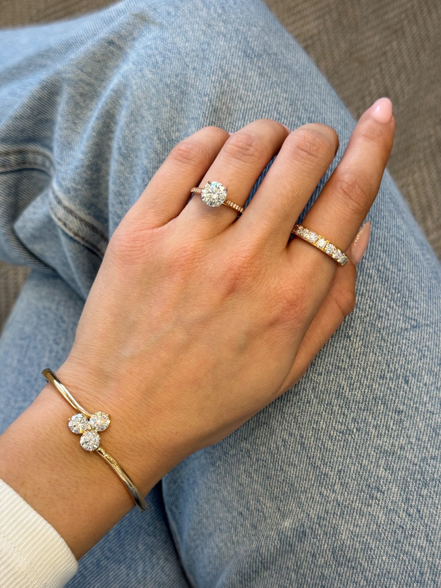 Trefoil 18ct Rose Gold Diamond Bangle