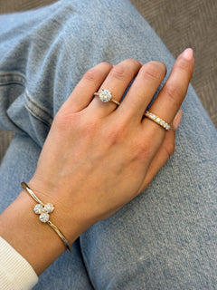 Trefoil 18ct Rose Gold Diamond Bangle