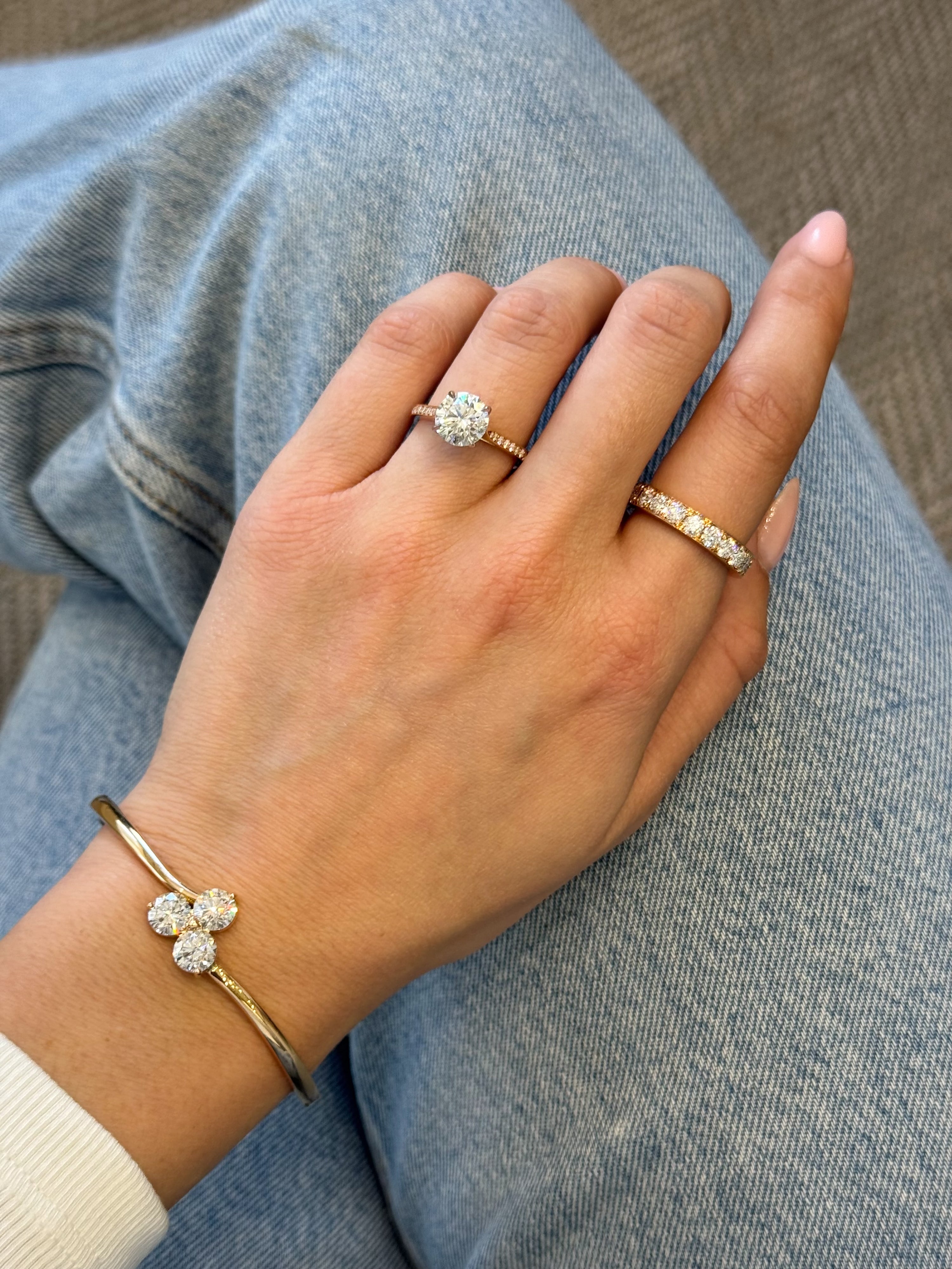 Trefoil 18ct Rose Gold Diamond Bangle