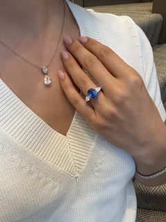 6.17ct Sapphire and Diamond Three Stone Ring