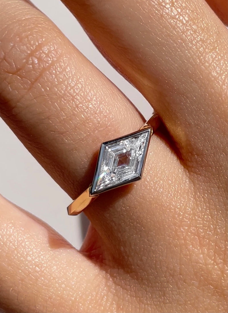 1.00cts Lozenge-Cut Diamond Rubover Set Engagement Ring