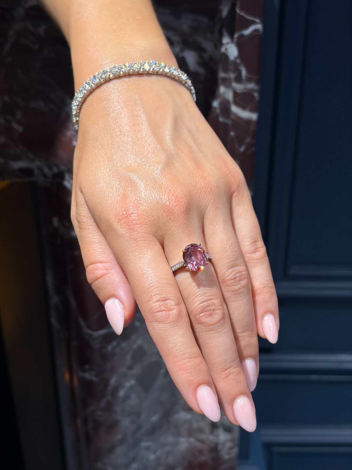 Malaya Garnet Ring with Diamond Set Shoulders