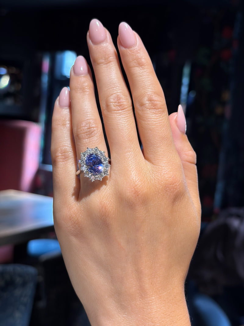 5.20cts Blush Violet Sapphire and Diamond Ravello Cluster Ring