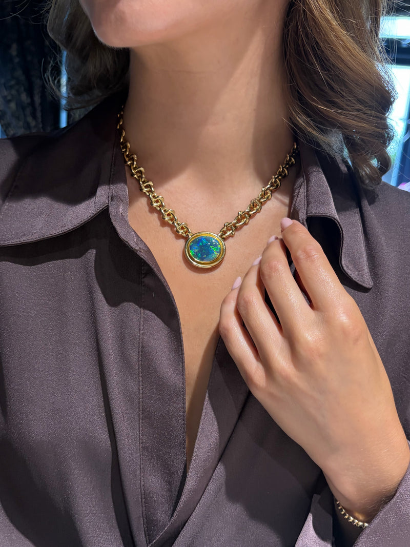 Opal Infinity 18ct Yellow Gold Necklace