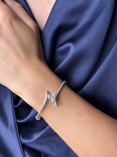 Trefoil Diamond Set Twist Bangle
