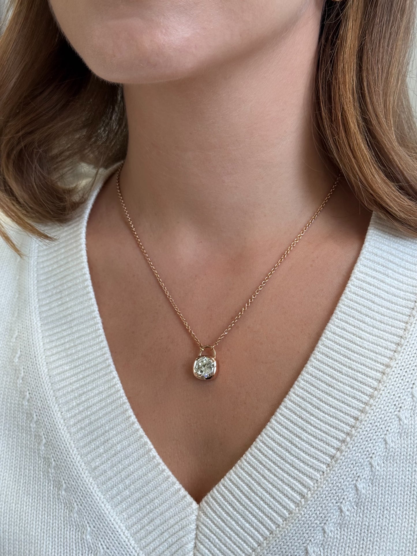 18ct Rose Gold Diamond Padlock Pendant