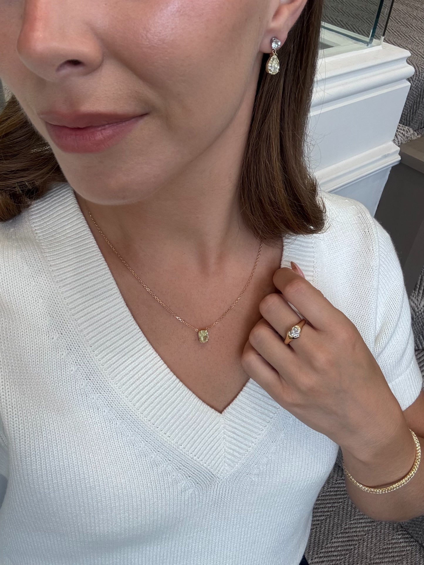 Pear Cut Diamond Slide On/Off Drop Earrings