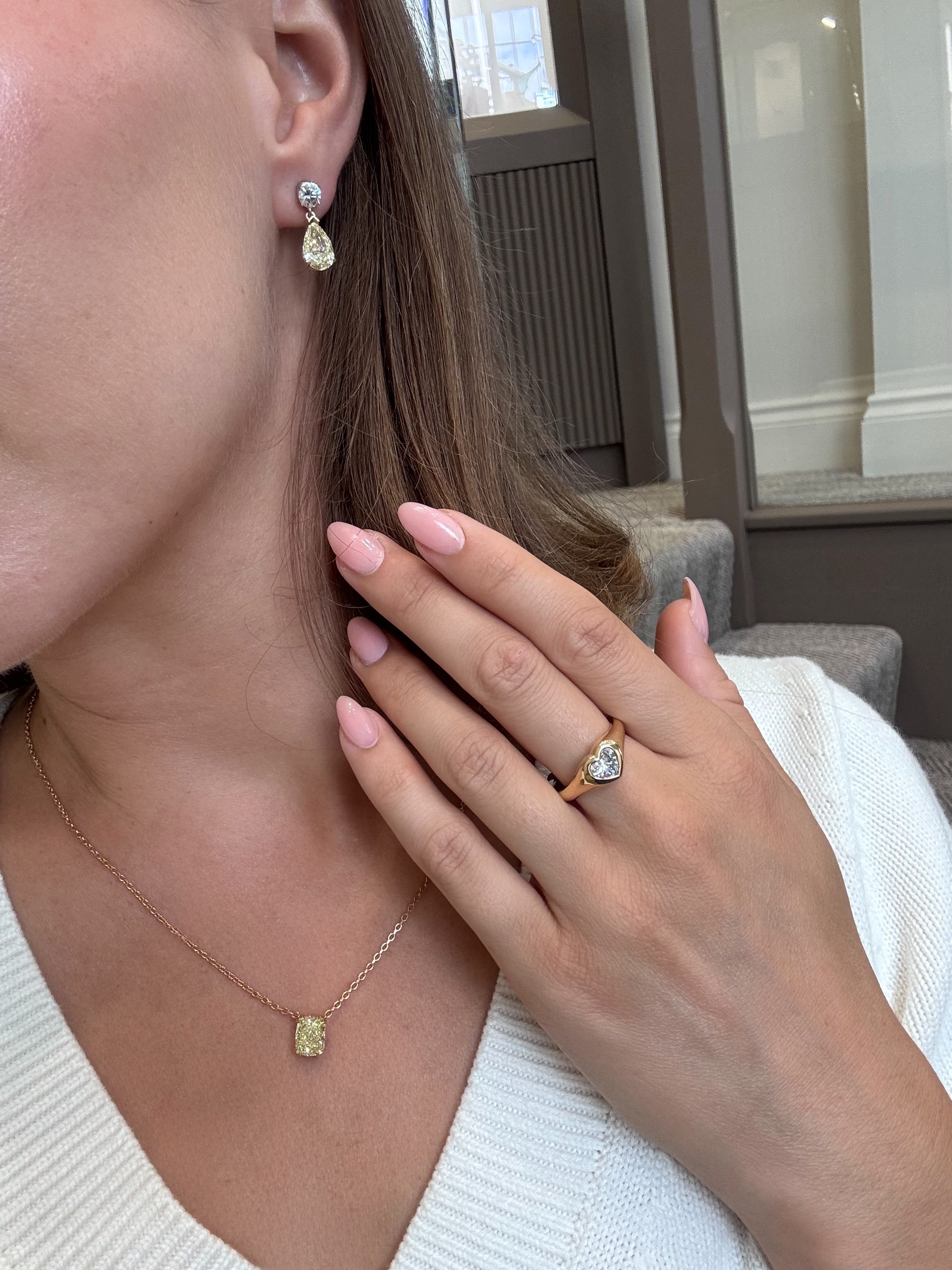 Pear Cut Diamond Slide On/Off Drop Earrings
