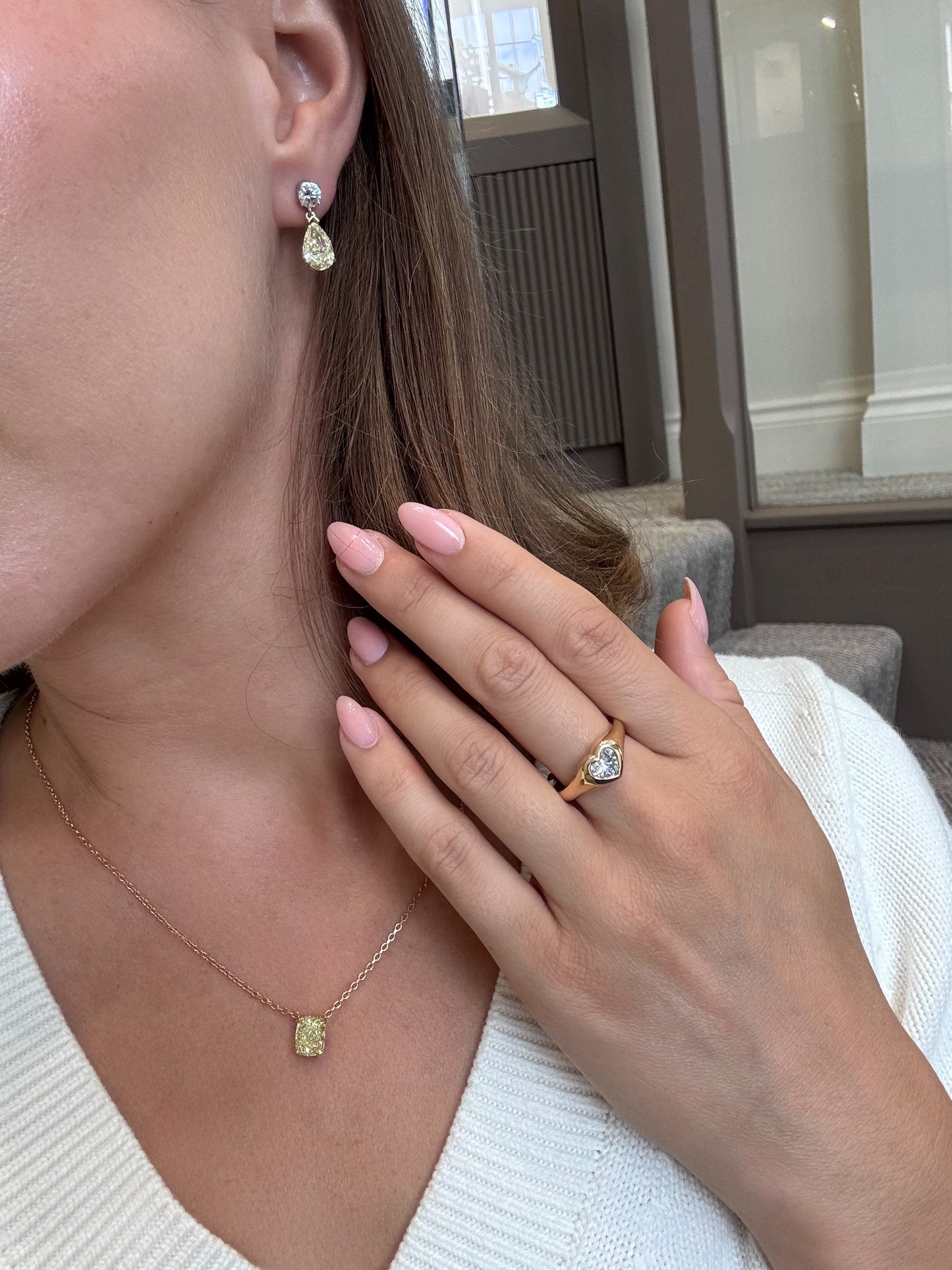Pear Cut Diamond Slide On/Off Drop Earrings