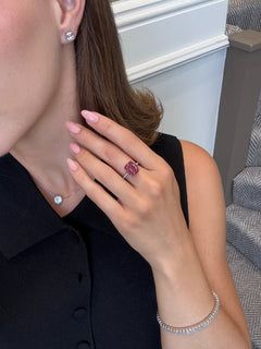 Pink Tourmaline Ring With Diamond Set Shoulders