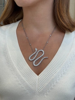 Diamond Set Platinum Serpent Pendant