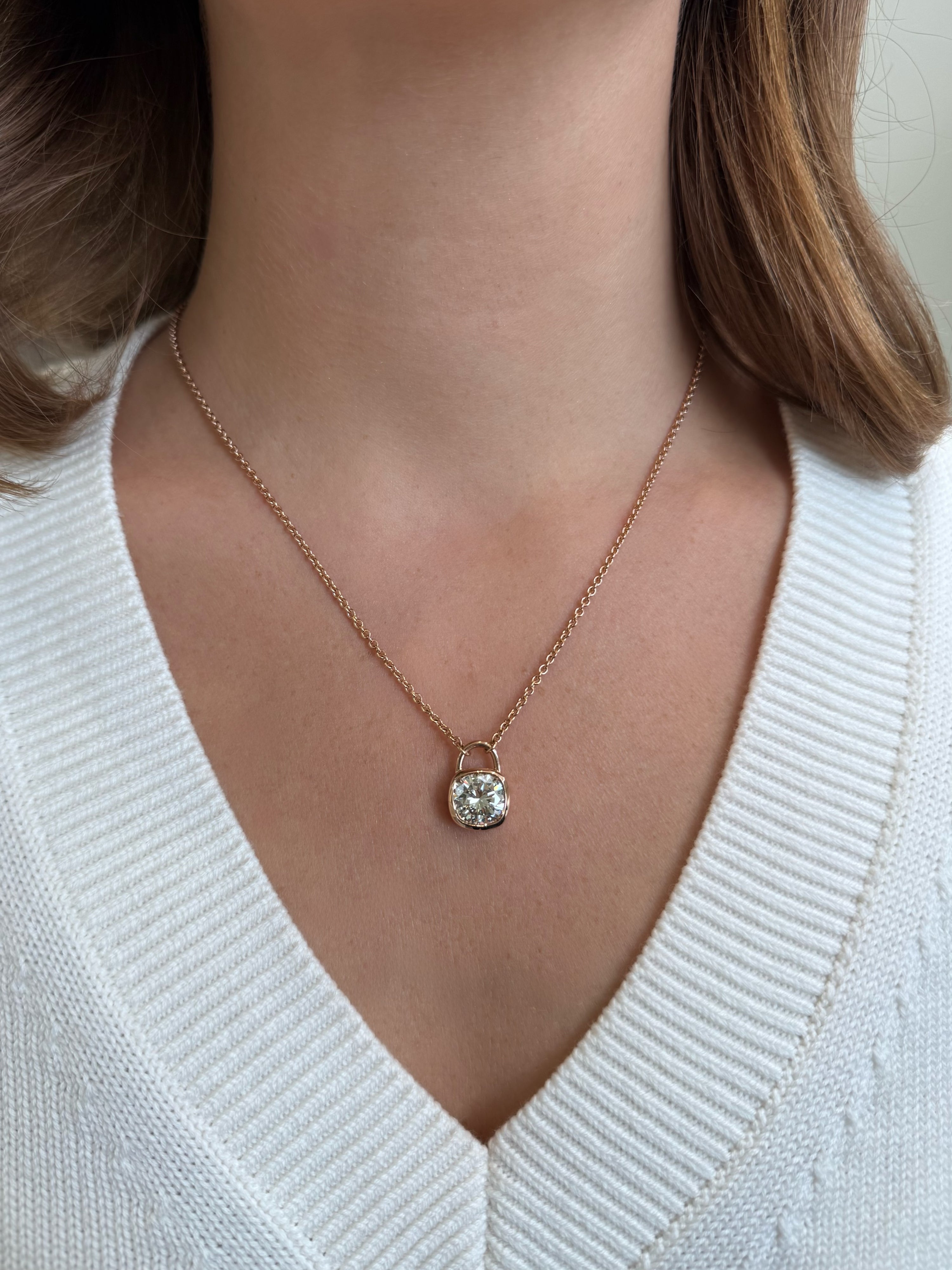 18ct Rose Gold Diamond Padlock Pendant