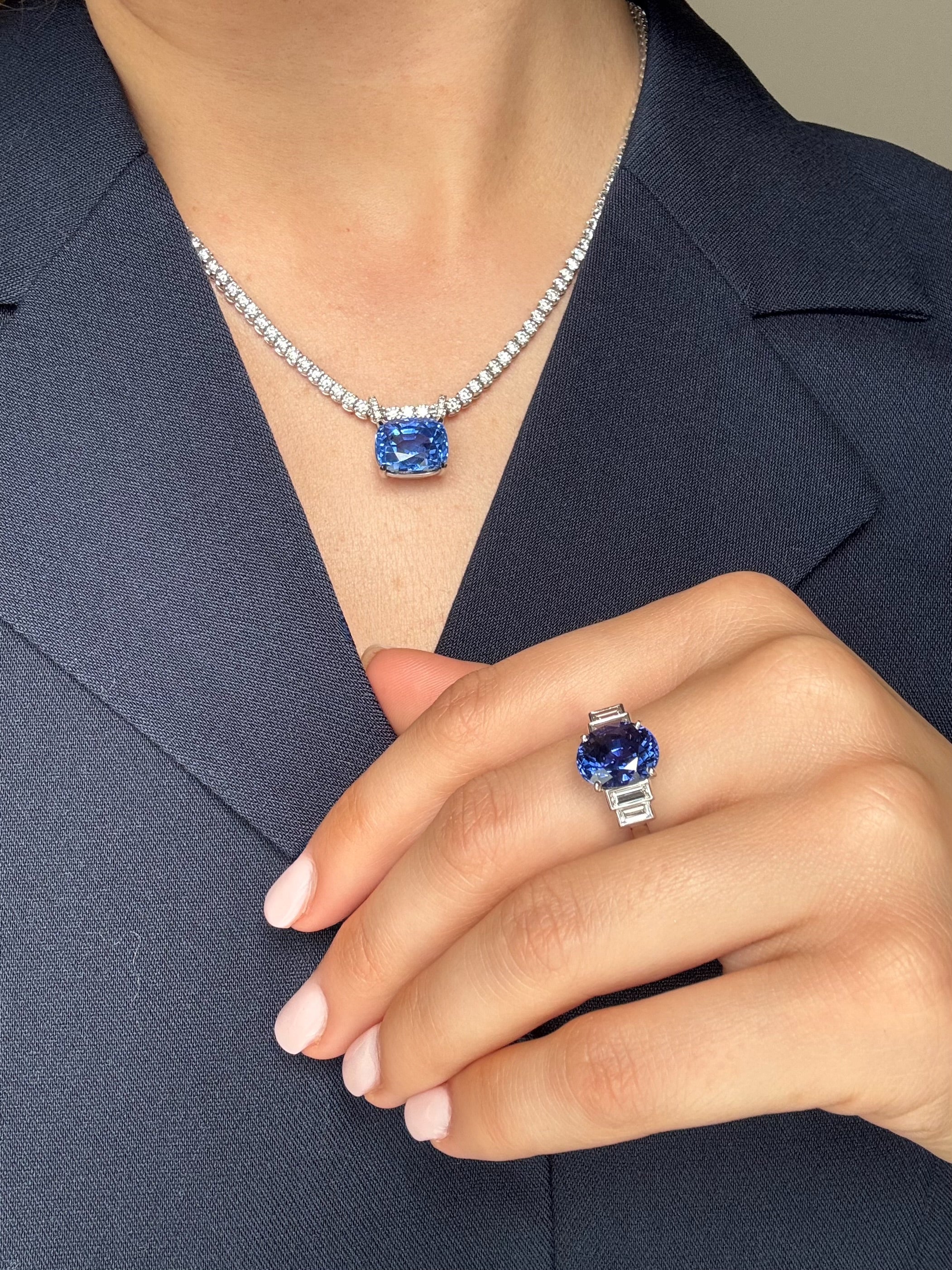 5.26ct Sapphire and Diamond Five Stone Ring