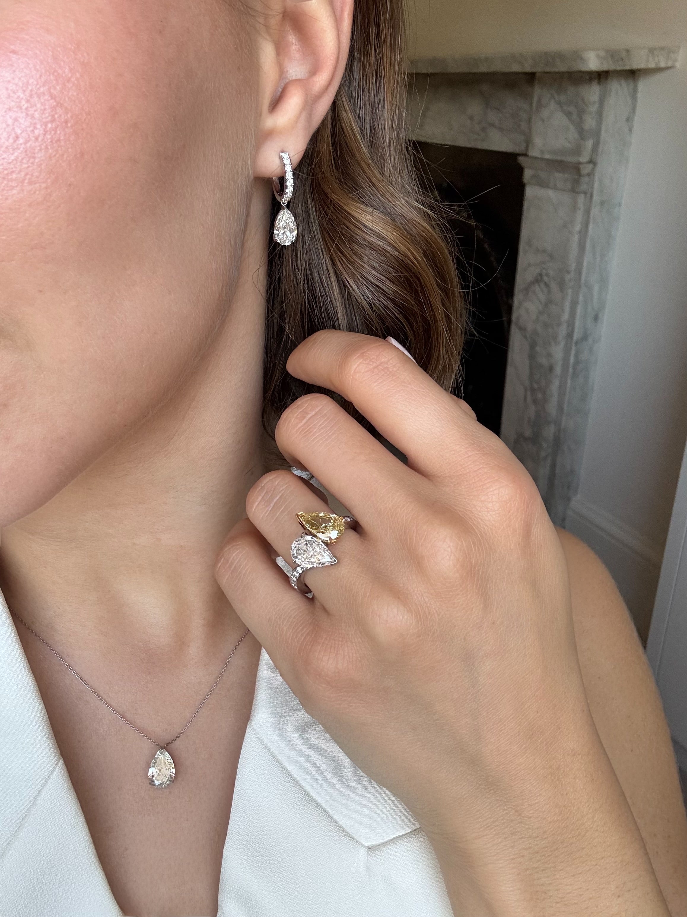 Yellow and White Diamond 'Toi Et Moi' Ring