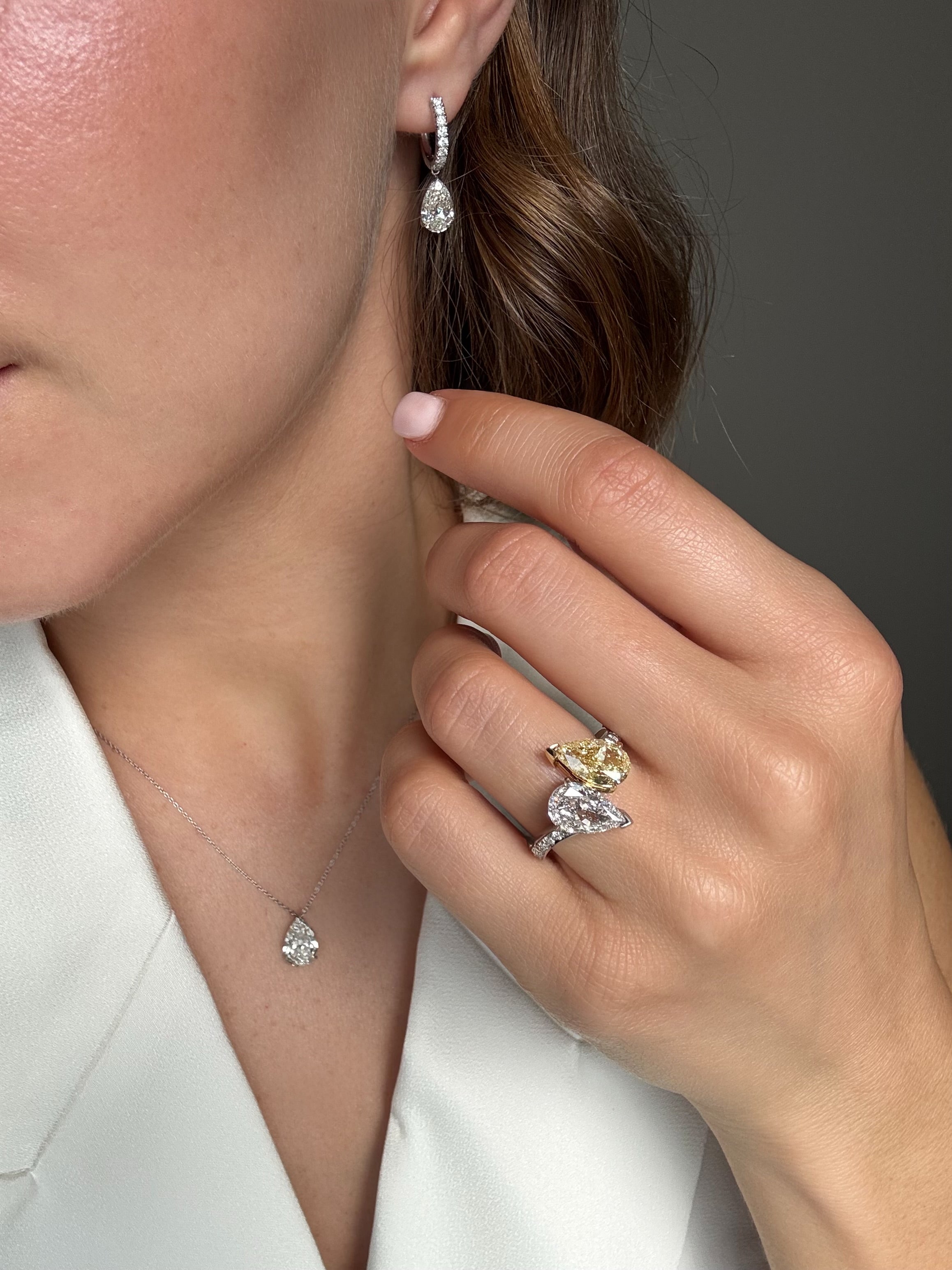 3.00ct Pear Cut Diamond Drop Earrings