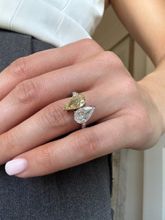 Yellow and White Diamond 'Toi Et Moi' Ring