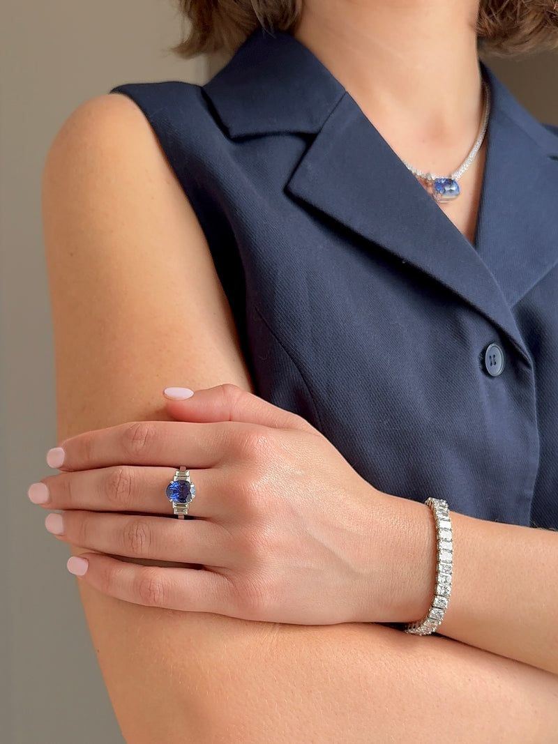 5.26ct Sapphire and Diamond Five Stone Ring