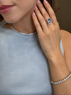 7.36ct Sapphire and Diamond Cluster Ring