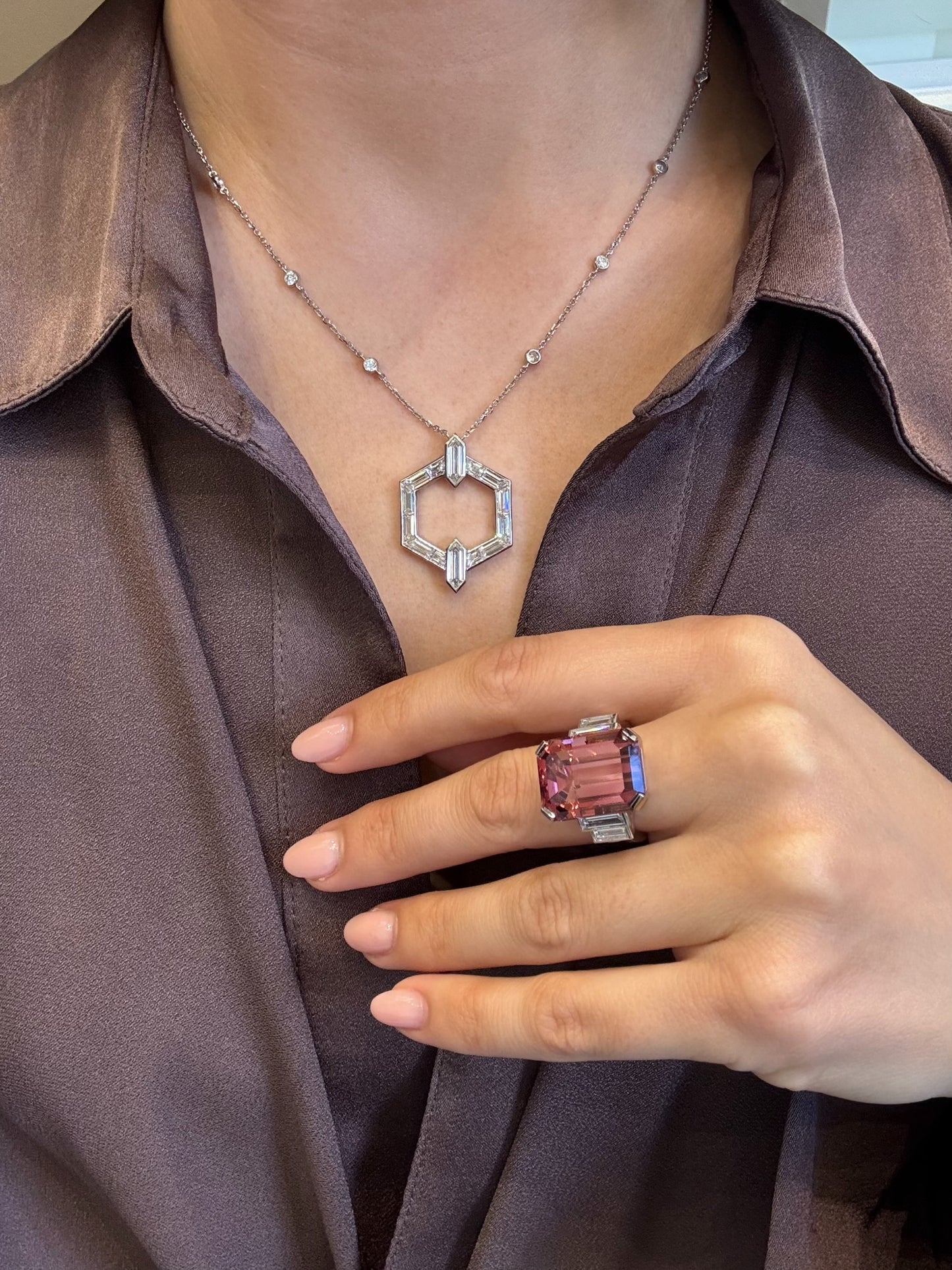 19.10ct Pink Tourmaline and Diamond Dress Ring