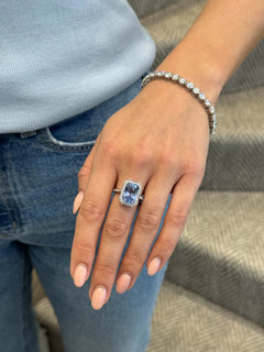 7.36ct Sapphire and Diamond Cluster Ring