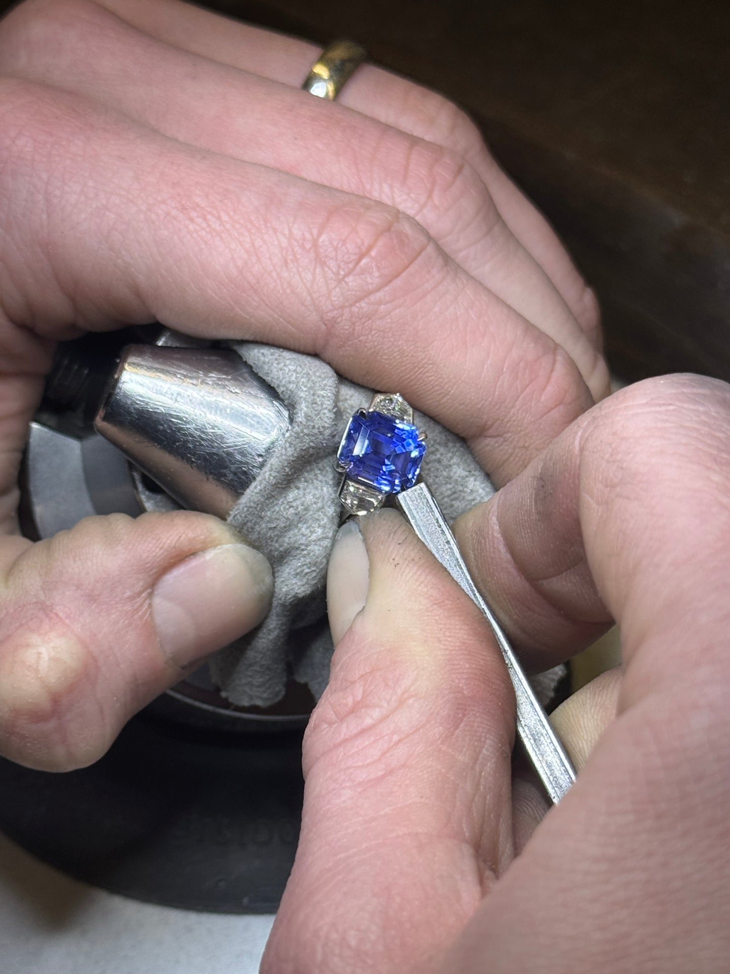 5.53ct Sapphire and Diamond Three Stone Ring